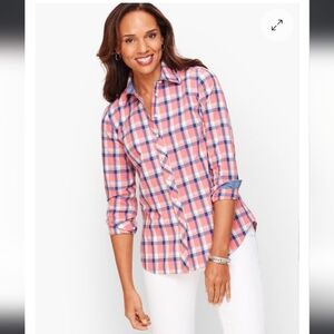 Talbots Pink & Blue Plaid Button-Up Shirt